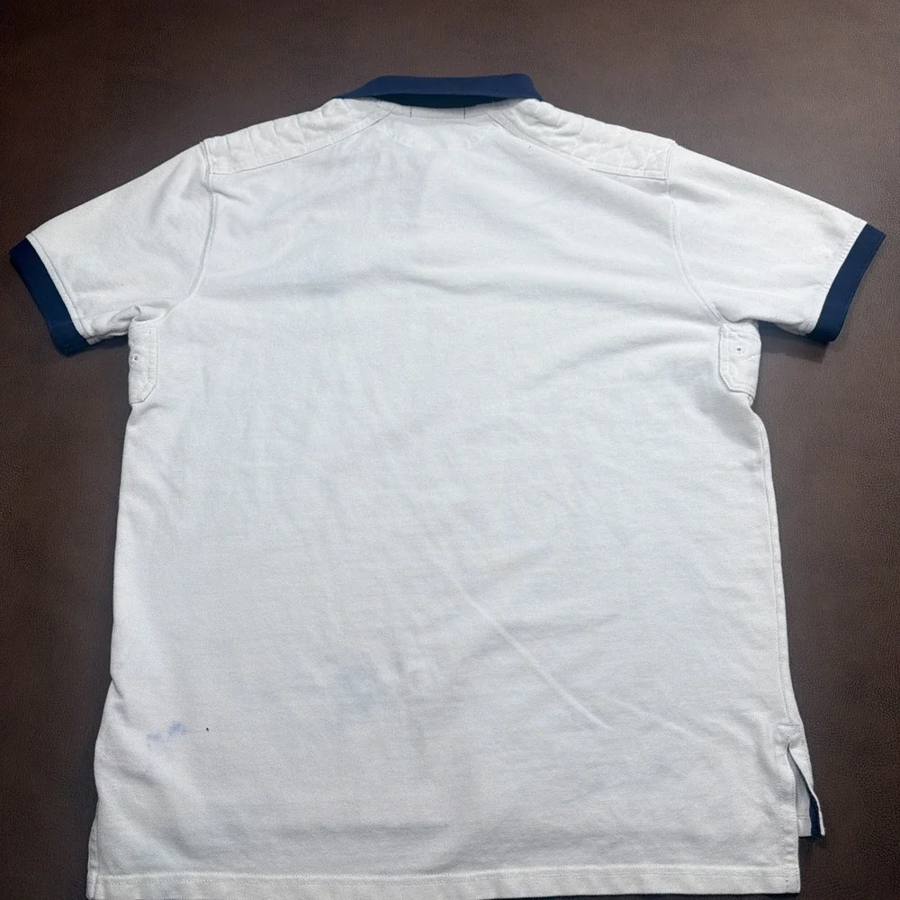 Vintage 90s Polo Ralph Lauren RUGBY Shirt Men's Large BIG PONY Embroidered White